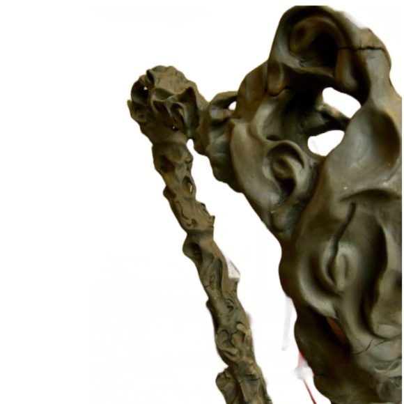 Mariya Marinova L’arpa che “sente” è una scultura realizzata in argilla con struttura in ferro e legno, con dimensioni 150 cm x 120 cm x 60 cm, Torino 2009